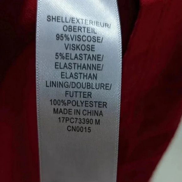 Adrianna Papell Red V-Neck 3/4 Sleeve Asymmetrical Hem Blouse Top Size S - Picture 6 of 6